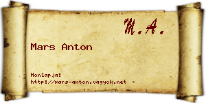 Mars Anton névjegykártya